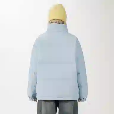 鸭鸭 创意笑脸字母刻字膜简约时尚设计运动休闲美式复古潮流户外撞色立领防风防寒宽松舒适百搭通勤保暖羽绒服 男女同款