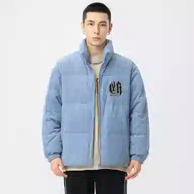 鸭鸭 鸭绒加厚保暖休闲宽松立领无帽玉米粒羽绒服 男女同款