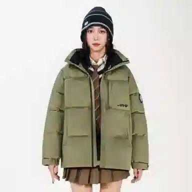 鸭鸭 冬季连帽外套经典袖标印花时尚设计潮流休闲百搭防风防寒户外运动通勤蓬松舒适保暖棉衣羽绒服 男女同款