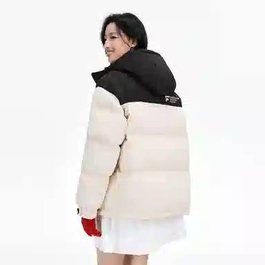 鸭鸭 冬季连帽外套创意字母设计经典基础款百搭保暖潮流时尚休闲户外通勤撞色棉衣羽绒服 男女同款