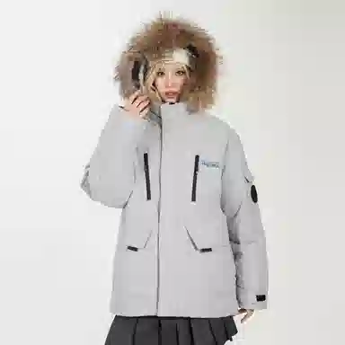 鸭鸭 新国标高蓬松鸭绒防水防风抗寒保暖加厚户外宽松休闲时尚百搭学生党运动肩章飞行员连帽派克工装冬季羽绒服 男女同款