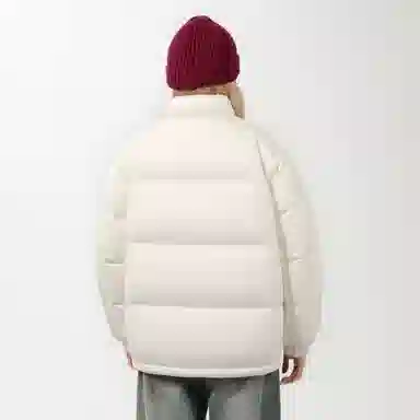 鸭鸭 基础款简约字母印花设计感青少年户外运动防风防水宽松休闲百搭舒适柔软立领高街面包保暖冬季羽绒服 男女同款