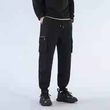 鸭鸭 美式简约潮流百搭基础款羽绒裤/棉裤 男女同款 黑色