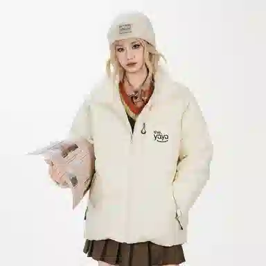 鸭鸭 简约面包服纯色宽松休闲防风外套防寒保暖加厚羽绒服 男女同款