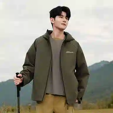 鸭鸭 简约品牌字母纯色拼接宽松休闲连帽户外防水防风羽绒服 男女同款