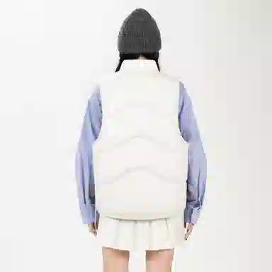 鸭鸭 美式基础款纯色品牌字母慵懒立领拉链防风大口袋厚款户外极寒保暖休闲百搭马甲羽绒服 女款