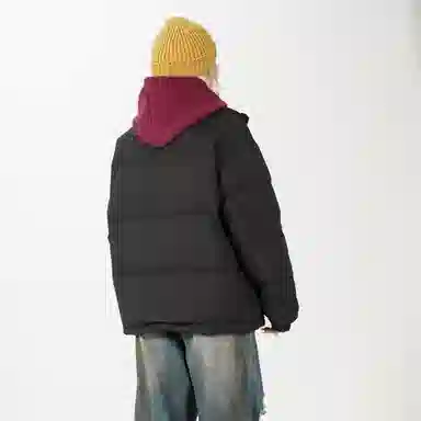 鸭鸭 美式纯色简约宽松休闲防风防寒保暖加厚鸭绒立领双面穿羽绒服 男女同款