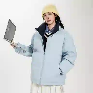 鸭鸭 美式幻影渐变新年战袍加厚保暖鸭绒休闲宽松立领短款无帽暗黑外套羽绒服 男女同款