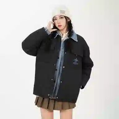 鸭鸭 字母宽松翻领长袖羽绒服 女款