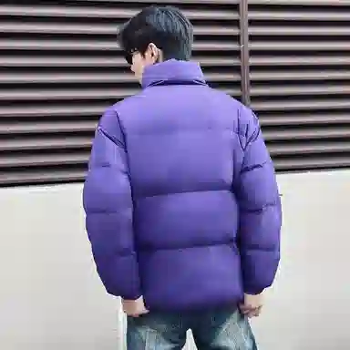 鸭鸭 纯色简约立领休闲长袖面包羽绒服 男女同款