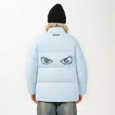 鸭鸭 学院风创意字母机械眼印花简约时尚设计运动休闲美式潮流户外通勤防风防寒蓬松舒适百搭保暖立领面包羽绒服 男女同款