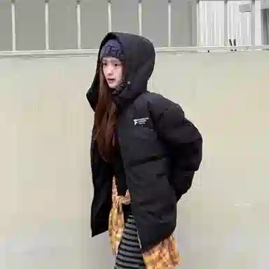 鸭鸭 冬季连帽外套创意字母设计经典基础款百搭保暖潮流时尚休闲户外通勤撞色棉衣羽绒服 男女同款