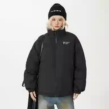 鸭鸭 拼接加厚立领拉链面包长袖羽绒服 男女同款