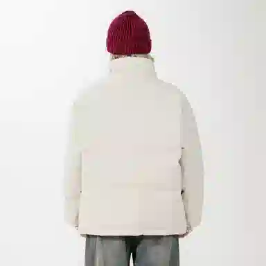 鸭鸭 创意笑脸字母刻字膜简约时尚设计运动休闲美式复古潮流户外撞色立领防风防寒宽松舒适百搭通勤保暖羽绒服 男女同款