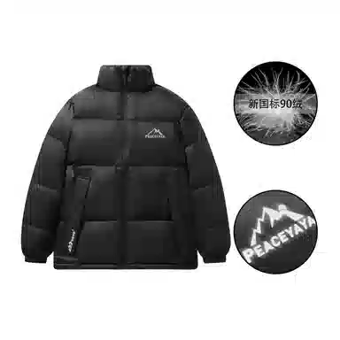 鸭鸭 经典暖冬系列 简约字母印花设计感青少年基础款学生党好物学院风纯色户外通勤防风保暖抗皱宽松休闲百搭拉链立领羽绒服 男女同款