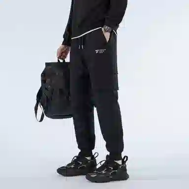 鸭鸭 美式简约潮流百搭基础款羽绒裤/棉裤 男女同款 黑色