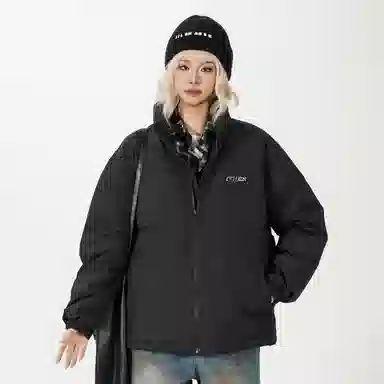 鸭鸭 加厚御寒运动舒适立领面包服保暖羽绒服 男款 黑色