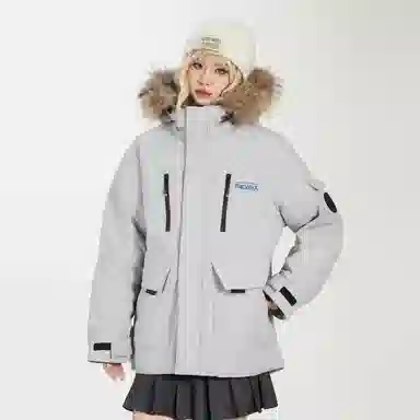 鸭鸭 新国标高蓬松鸭绒防水防风抗寒保暖加厚户外宽松休闲时尚百搭学生党运动肩章飞行员连帽派克工装冬季羽绒服 男女同款