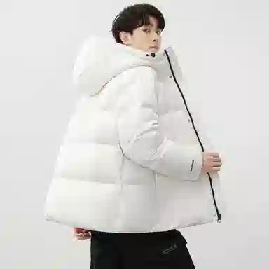 鸭鸭 纯色短款宽松加厚保暖防寒简约基础款舒适连帽面包服长袖羽绒服 男女同款