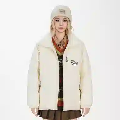 鸭鸭 简约面包服纯色宽松休闲防风外套防寒保暖加厚羽绒服 男女同款