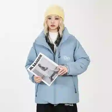 鸭鸭 简约面包服纯色宽松休闲防风外套防寒保暖加厚羽绒服 男女同款