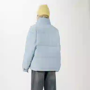 鸭鸭 美式纯色简约宽松休闲防风防寒保暖加厚鸭绒立领双面穿羽绒服 男女同款