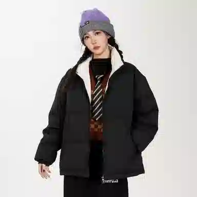 鸭鸭 美式幻影渐变新年战袍加厚保暖鸭绒休闲宽松立领短款无帽暗黑外套羽绒服 男女同款