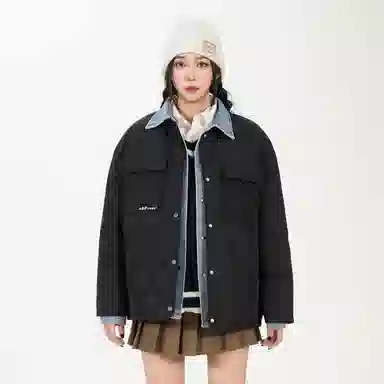 鸭鸭 美式简约品牌字母宽松休闲防风抗寒舒适面包羽绒服 男女同款