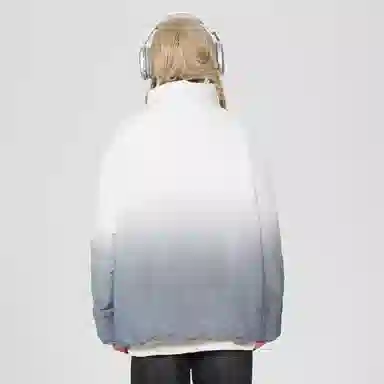 鸭鸭 美式幻影渐变新年战袍加厚保暖鸭绒休闲宽松立领短款无帽暗黑外套羽绒服 男女同款