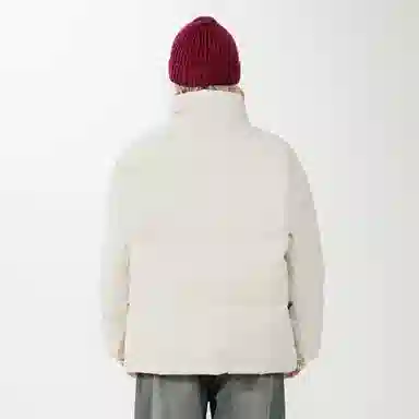 鸭鸭 美式高街复古字母数字图案印花简约设计基础款潮流拼接休闲宽松无性别主义户外撞色保暖防寒防风运动通勤立领面包羽绒服 男女同款