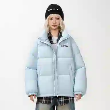 鸭鸭 学院风创意字母机械眼印花简约时尚设计运动休闲美式潮流户外通勤防风防寒蓬松舒适百搭保暖立领面包羽绒服 男女同款