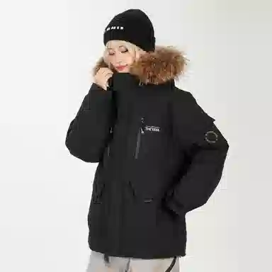 鸭鸭 新国标高蓬松鸭绒防水防风抗寒保暖加厚户外宽松休闲时尚百搭学生党运动肩章飞行员连帽派克工装冬季羽绒服 男女同款