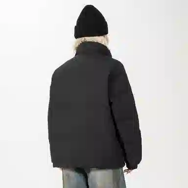 鸭鸭 经典暖冬系列 简约字母印花设计感青少年基础款纯色拉链套头学生党好物宽松休闲百搭防寒保暖显瘦小众立领羽绒服 男女同款