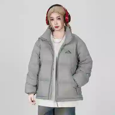 鸭鸭 经典暖冬系列 简约字母印花设计感青少年基础款学生党好物学院风纯色户外通勤防风保暖抗皱宽松休闲百搭拉链立领羽绒服 男女同款