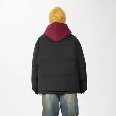 鸭鸭 舒适纯色拉链开合落肩长袖短款羽绒服 男女同款