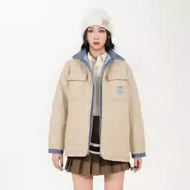 鸭鸭 字母宽松翻领长袖羽绒服 女款