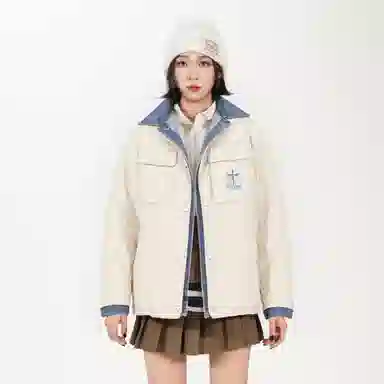 鸭鸭 字母宽松翻领长袖羽绒服 女款