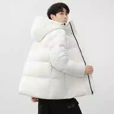 鸭鸭 百搭纯色户外蓬松保暖抗寒加厚耐磨防风锁温舒适亲肤简约连帽拉链长袖面包服羽绒服 男女同款