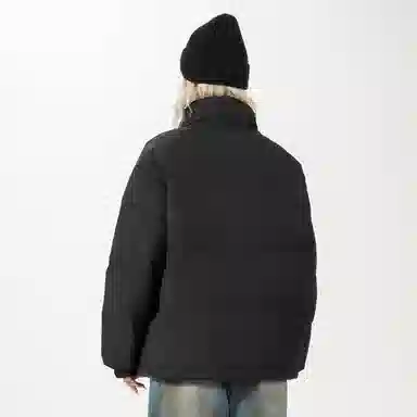 鸭鸭 美拉德风加厚保暖鸭绒休闲宽松立领无帽无性别面包服暗黑羽绒服外套 男女同款