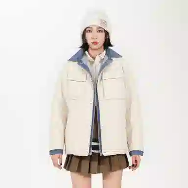 鸭鸭 美式简约品牌字母宽松休闲防风抗寒舒适面包羽绒服 男女同款