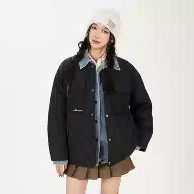 鸭鸭 美式简约品牌字母宽松休闲防风抗寒舒适面包羽绒服 男女同款