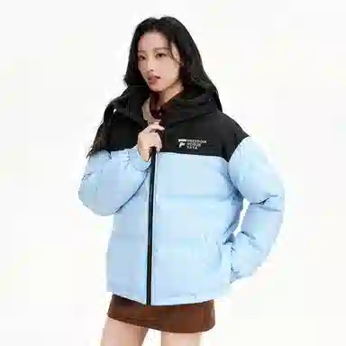 鸭鸭 冬季连帽外套创意字母设计经典基础款百搭保暖潮流时尚休闲户外通勤撞色棉衣羽绒服 男女同款