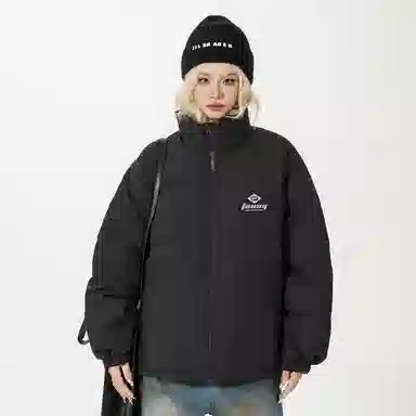 鸭鸭 经典暖冬系列 青少年冬季基础款简约字母数字印花设计感百搭休闲学生党好物防寒保暖显瘦显高拉链纽扣立领羽绒服 男女同款