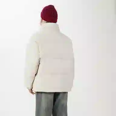 鸭鸭 美式纯色简约宽松休闲防风防寒保暖加厚鸭绒立领双面穿羽绒服 男女同款