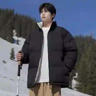 鸭鸭 新国标高蓬松时尚基础户外拼接撞色简约防风加厚保暖抗寒舒适宽松立领柔软防钻绒透气羽绒服 男女同款