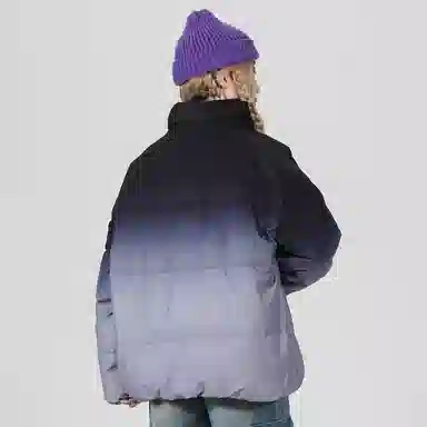 鸭鸭 云朵泡芙美式复古简约高街纯色基础宽松休闲低饱和多巴胺面包棉服保暖加厚百搭立领羽绒服 女款