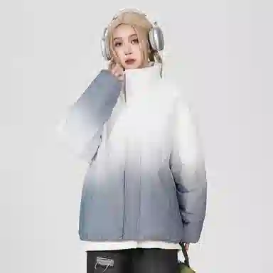 鸭鸭 美式幻影渐变新年战袍加厚保暖鸭绒休闲宽松立领短款无帽暗黑外套羽绒服 男女同款