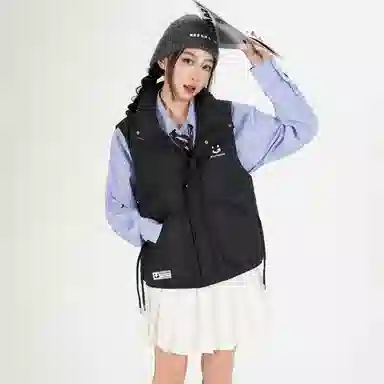 鸭鸭 日常休闲运动户外保暖立领无袖羽绒服 女款