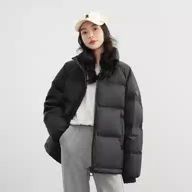 鸭鸭 纯色简约立领休闲长袖面包羽绒服 男女同款