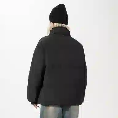 鸭鸭 经典暖冬系列 简约字母印花高级感青少年基础款拉链设计学生党好物宽松休闲百搭 防寒保暖显瘦立领羽绒服 男女同款